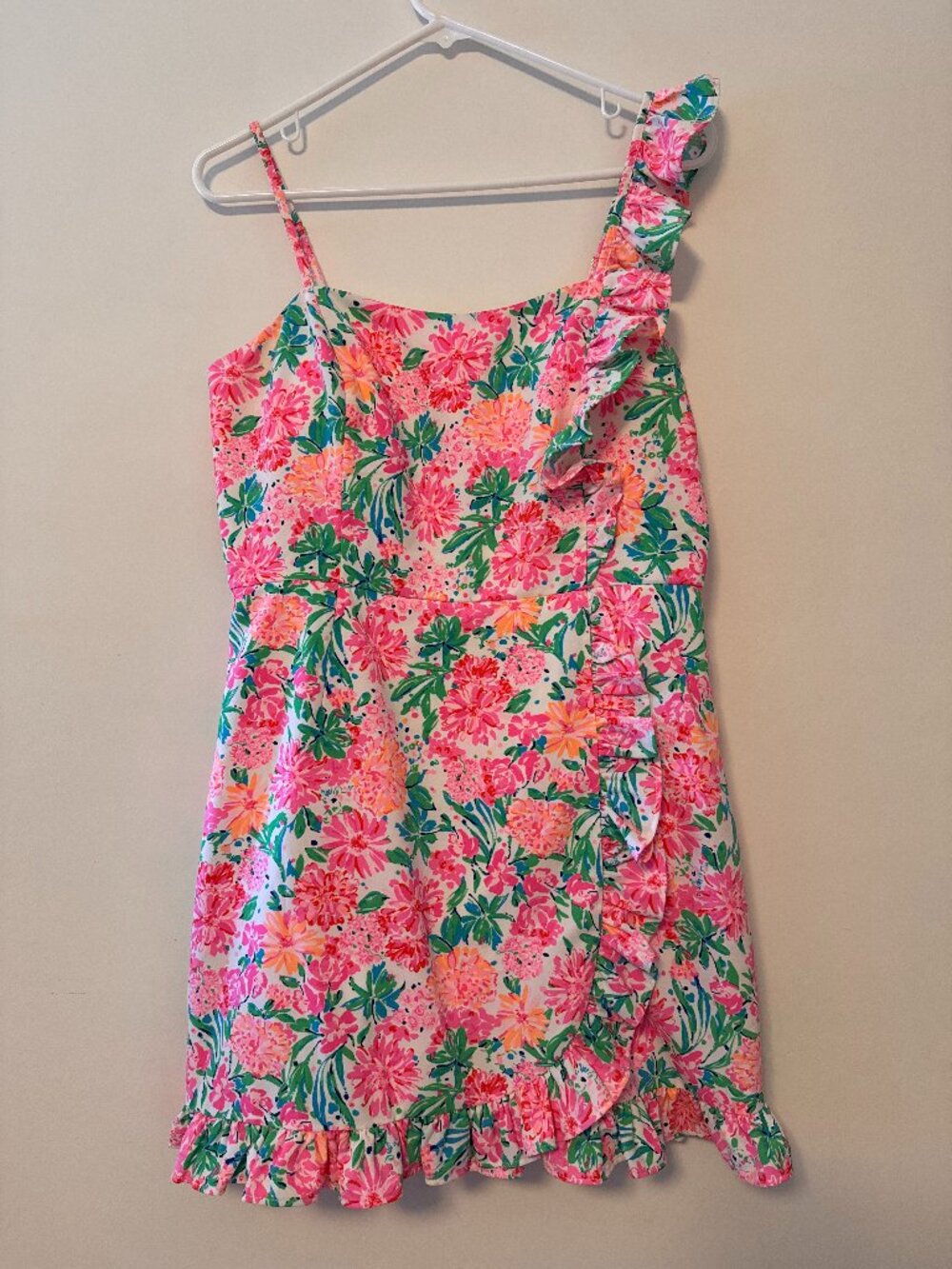 Lilly Pulitzer Floral Ruffle Skort Romper Size 8 Pink Tropical Print
